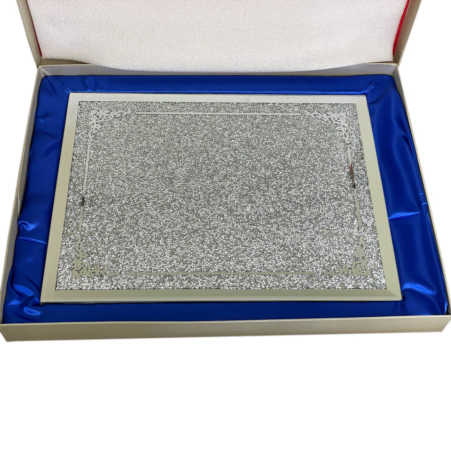 Furnings - Silver Crushed Diamond Glass Chopping Board in Gift Box