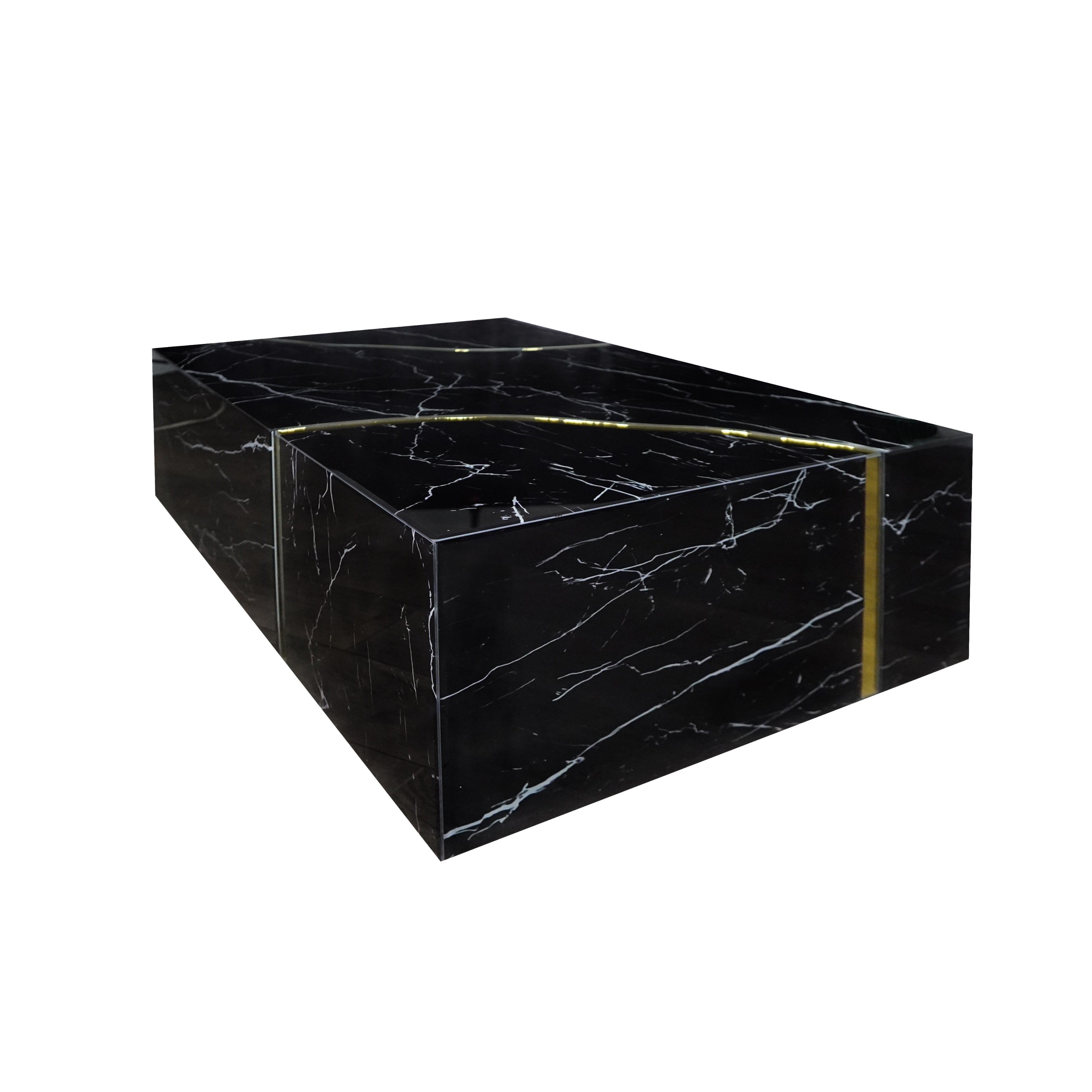 Furnings - Modern Design Black Coffee Table with Gold Accent