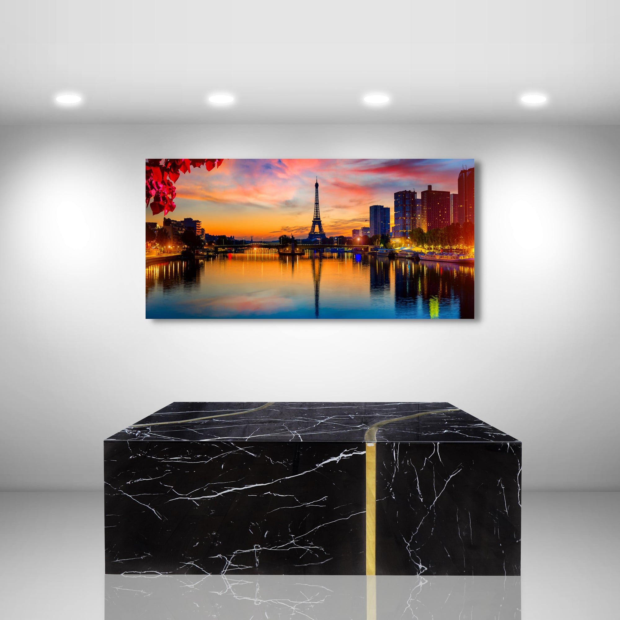 Furnings - Modern Design Black Coffee Table with Gold Accent