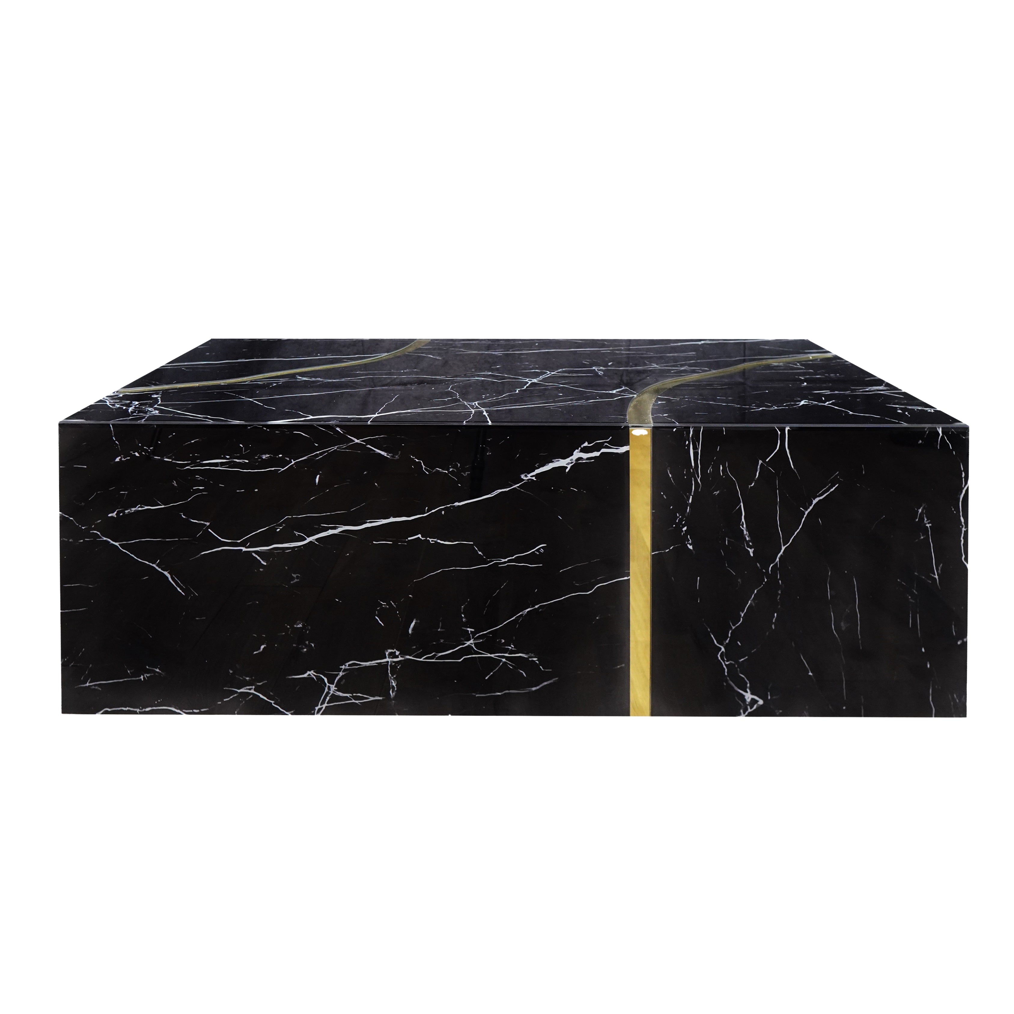 Furnings - Modern Design Black Coffee Table with Gold Accent