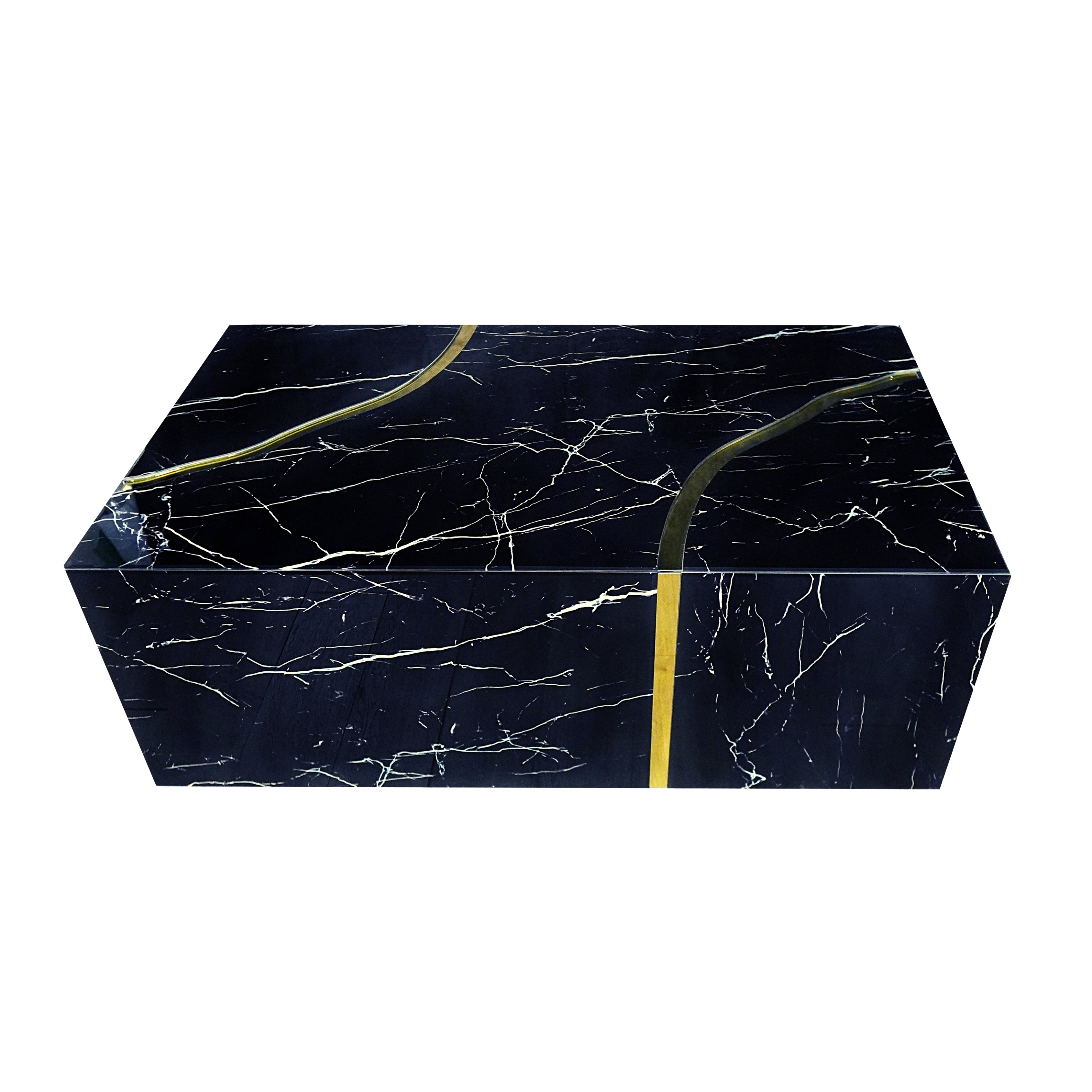 Furnings - Modern Design Black Coffee Table with Gold Accent