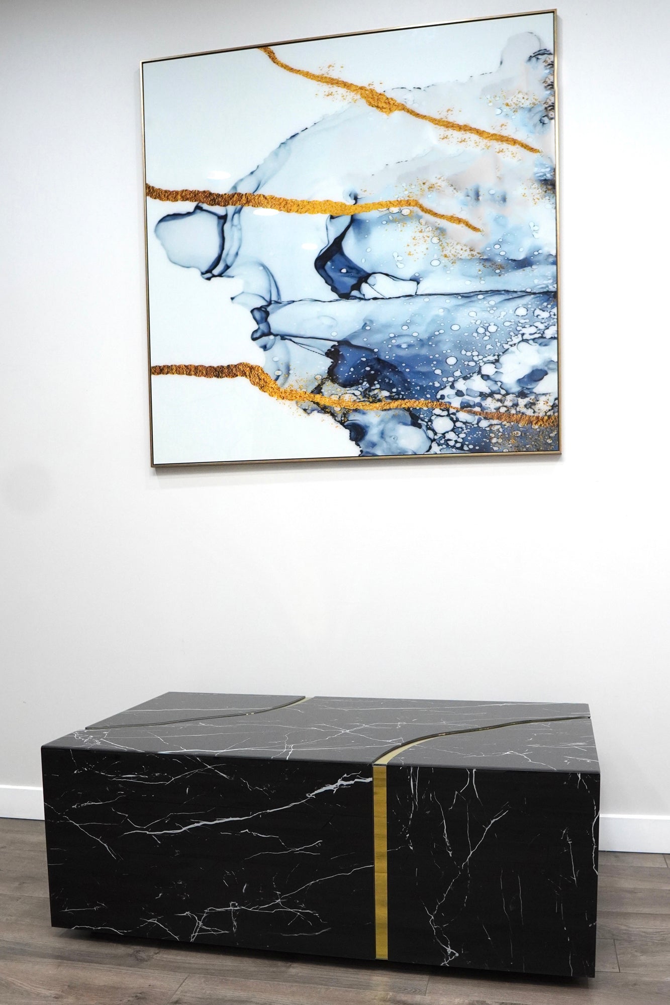 Furnings - Modern Design Black Coffee Table with Gold Accent