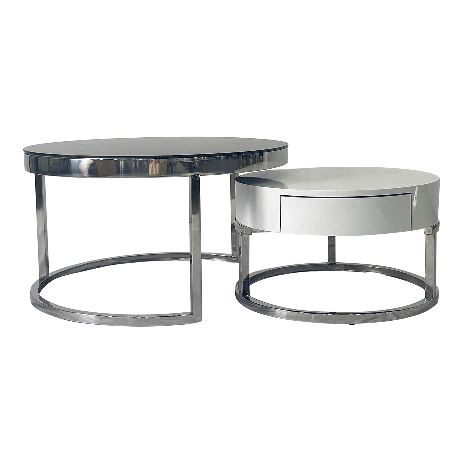 Furnings - Silver Nesting Coffee Table 31.5"D X 18"H