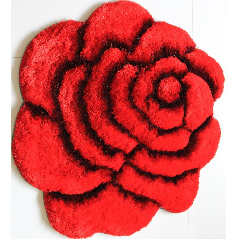 Furnings - Red and Black Flower Decorative Rug