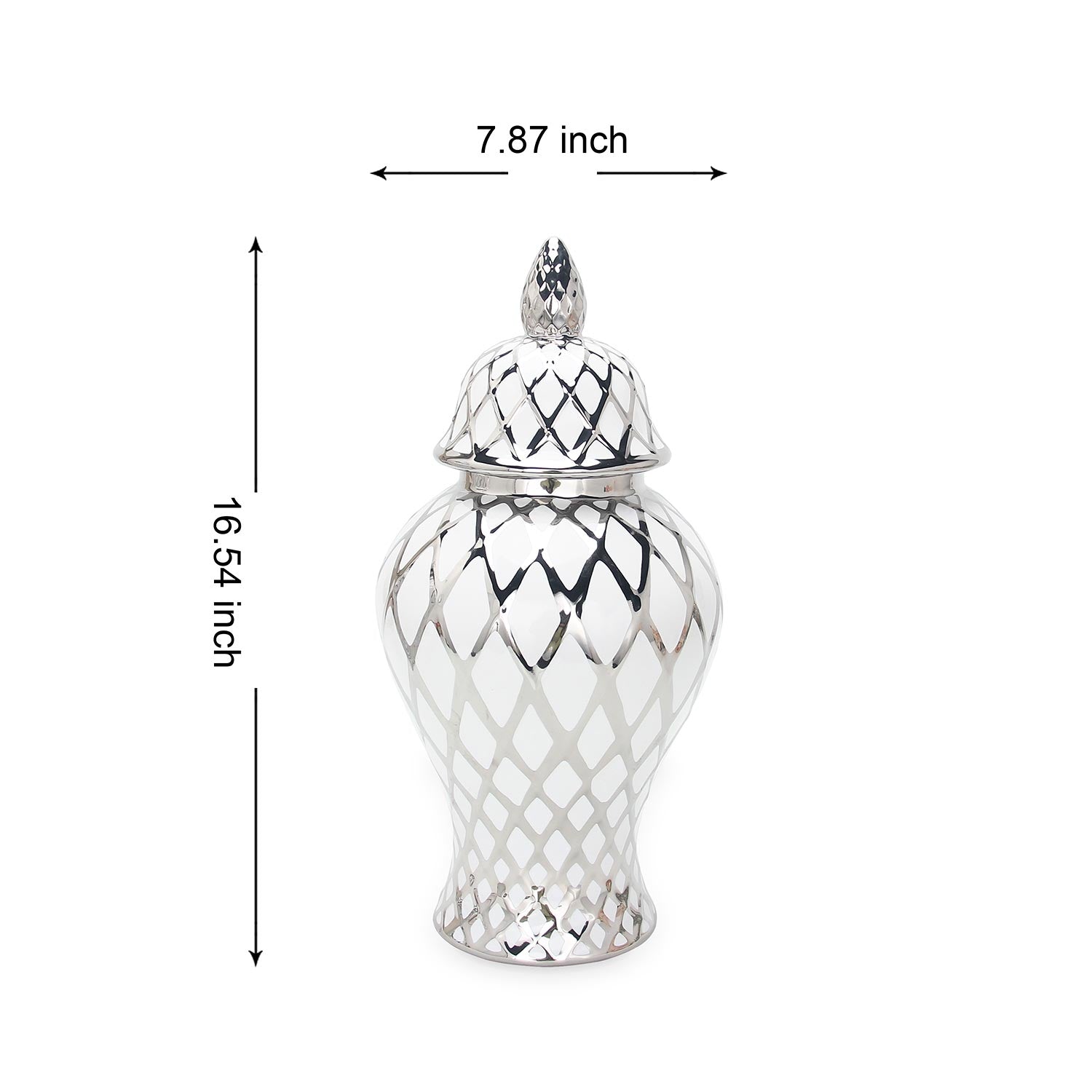 Furnings White and Silver Ceramic Decorative Jar - Small