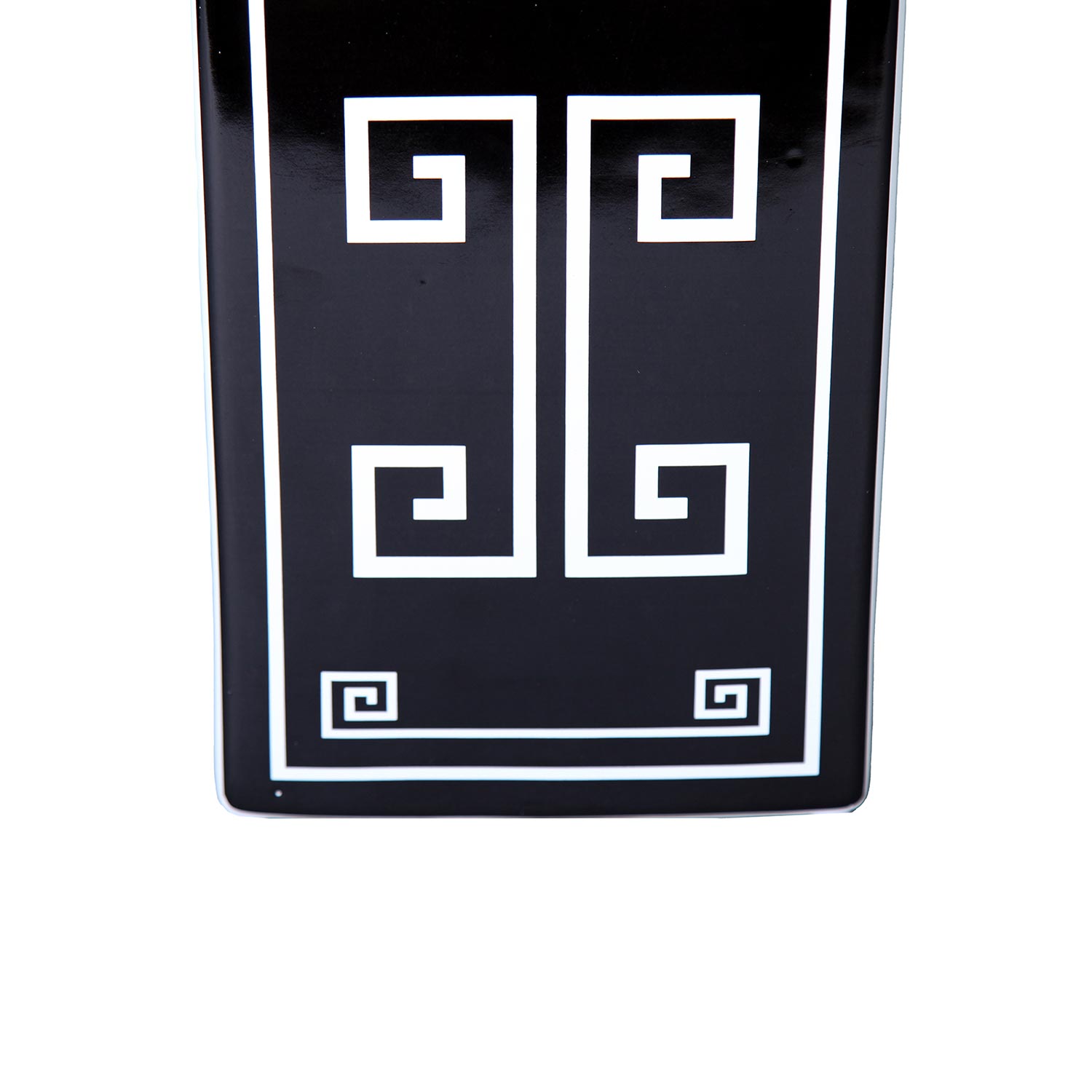 Furnings - Rectangular Ceramic Decorative Jar with Black and White Geometric Design