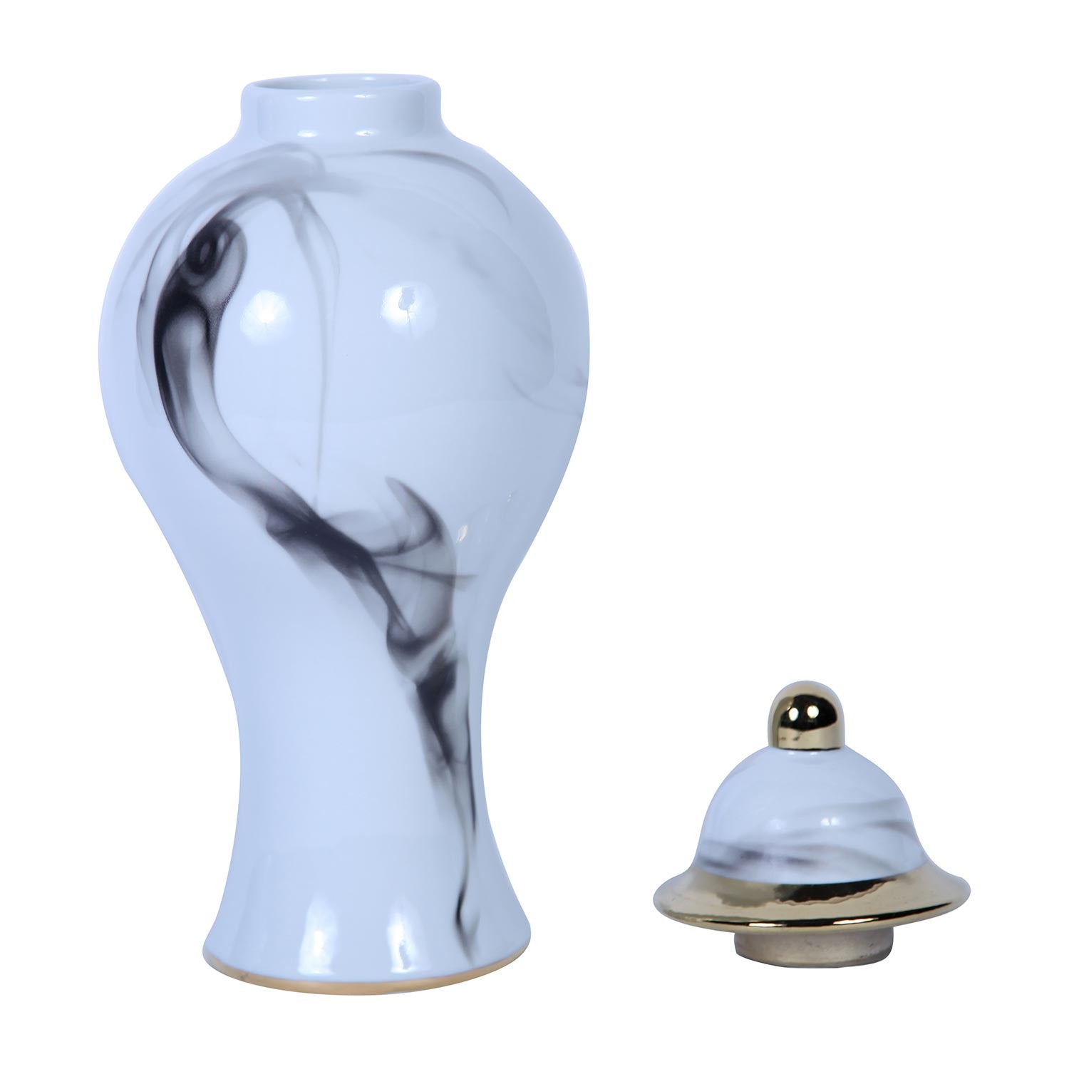 Furnings Marble Ceramic Decorative Jar with Removable Lid - Small