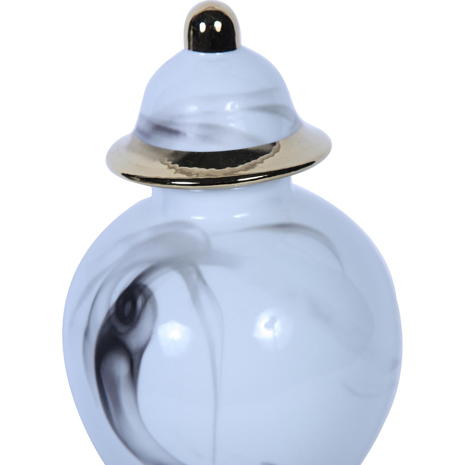 Furnings Marble Ceramic Decorative Jar with Removable Lid - Small