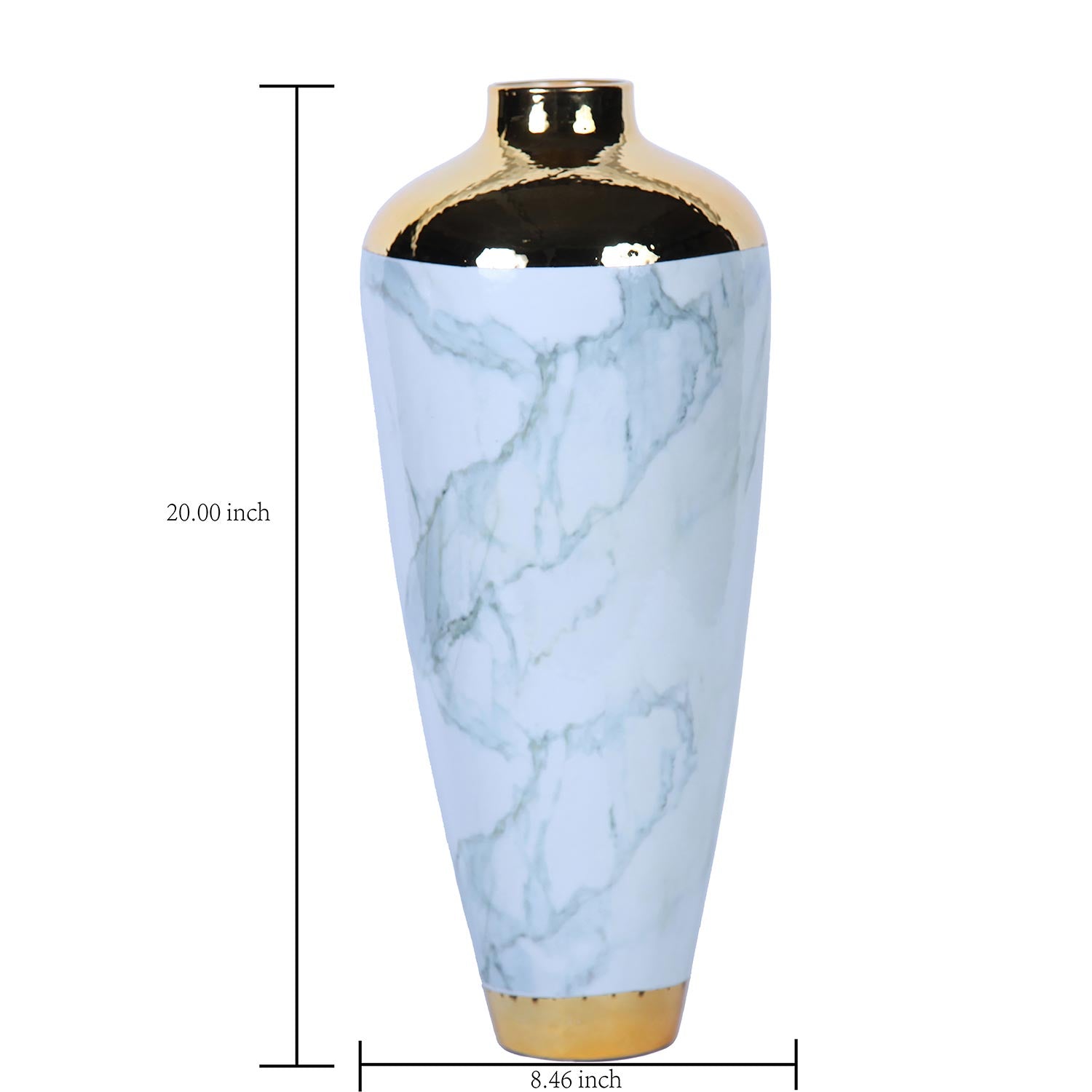 Furnings - Elegant Celadon Marble Ceramic Vase with Gold Accents in Timeless Home Decor