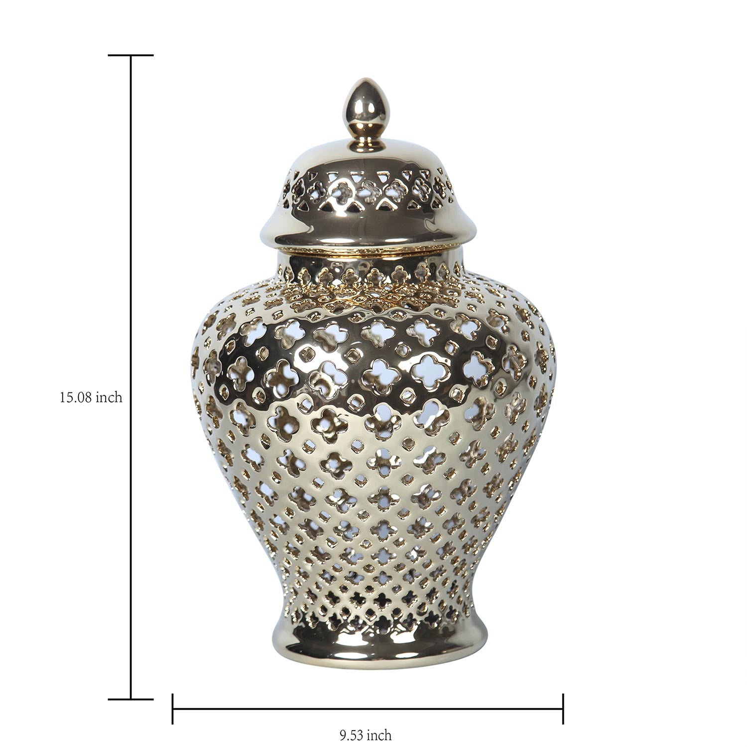 Furnings Gold Ceramic Ginger Jar with Decorative Design