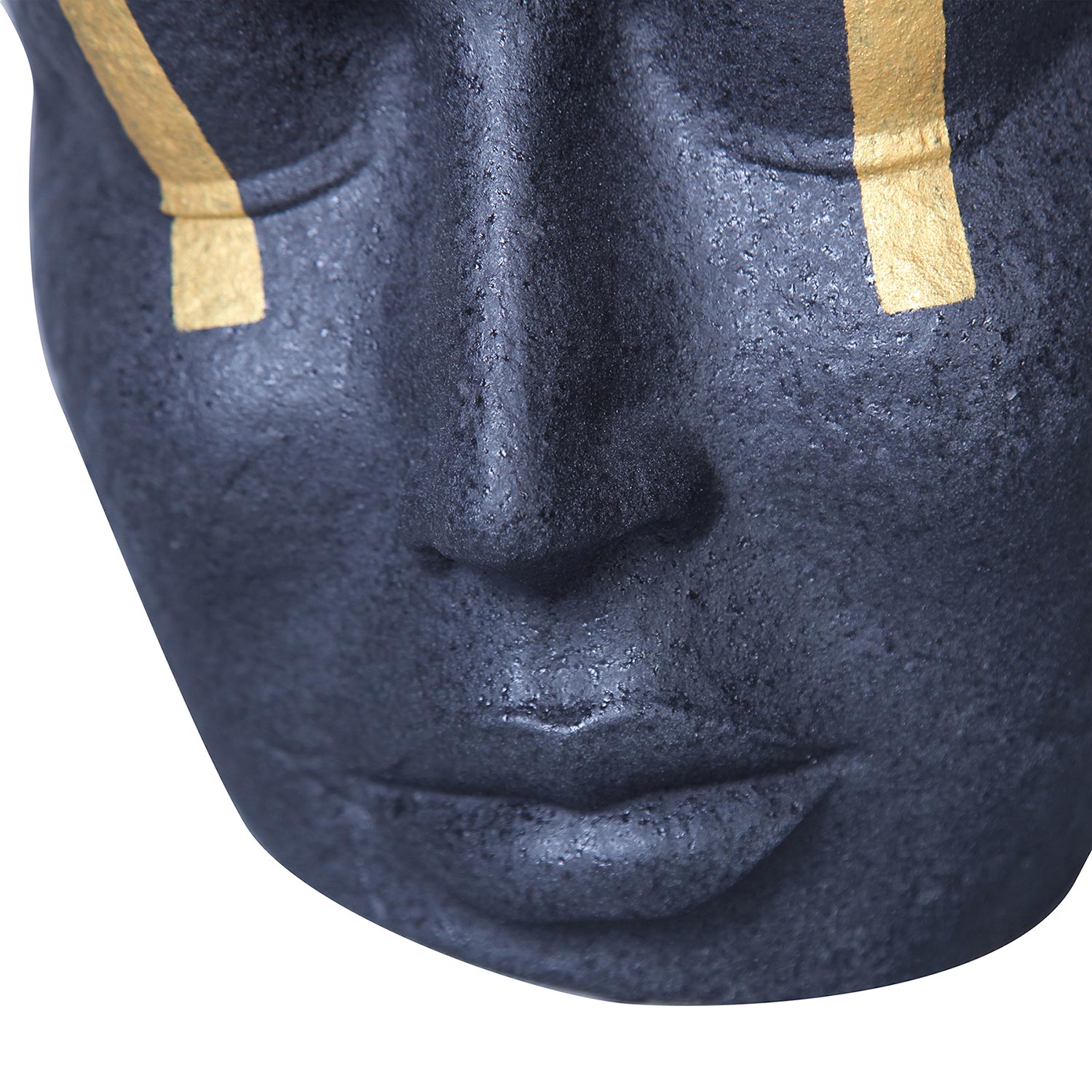 Furnings - Ceramic Face Sculpture Vase in Black with Gold Accent in Unique and Eye-Catching Home Decor