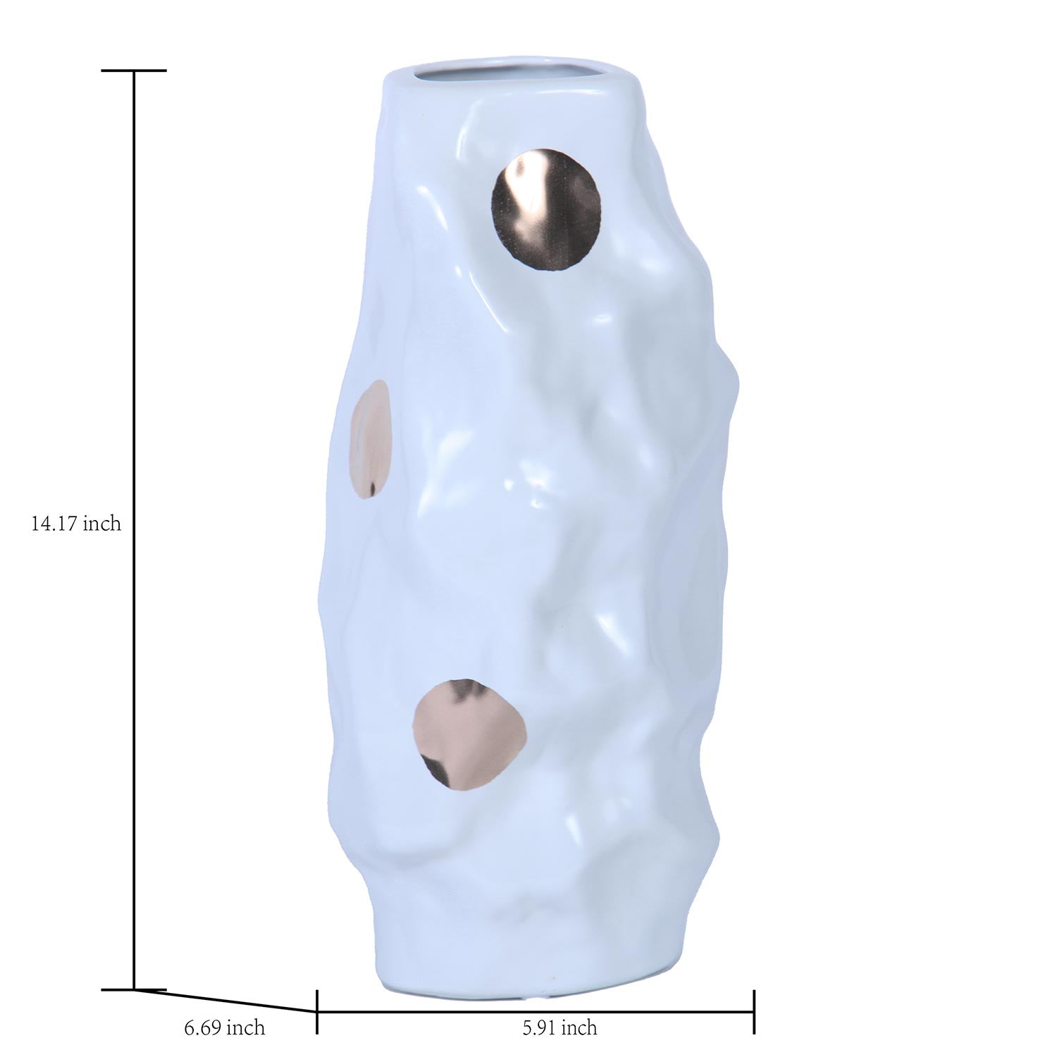 Furnings - Modern and Elegant White Ceramic Vase with Gold Design