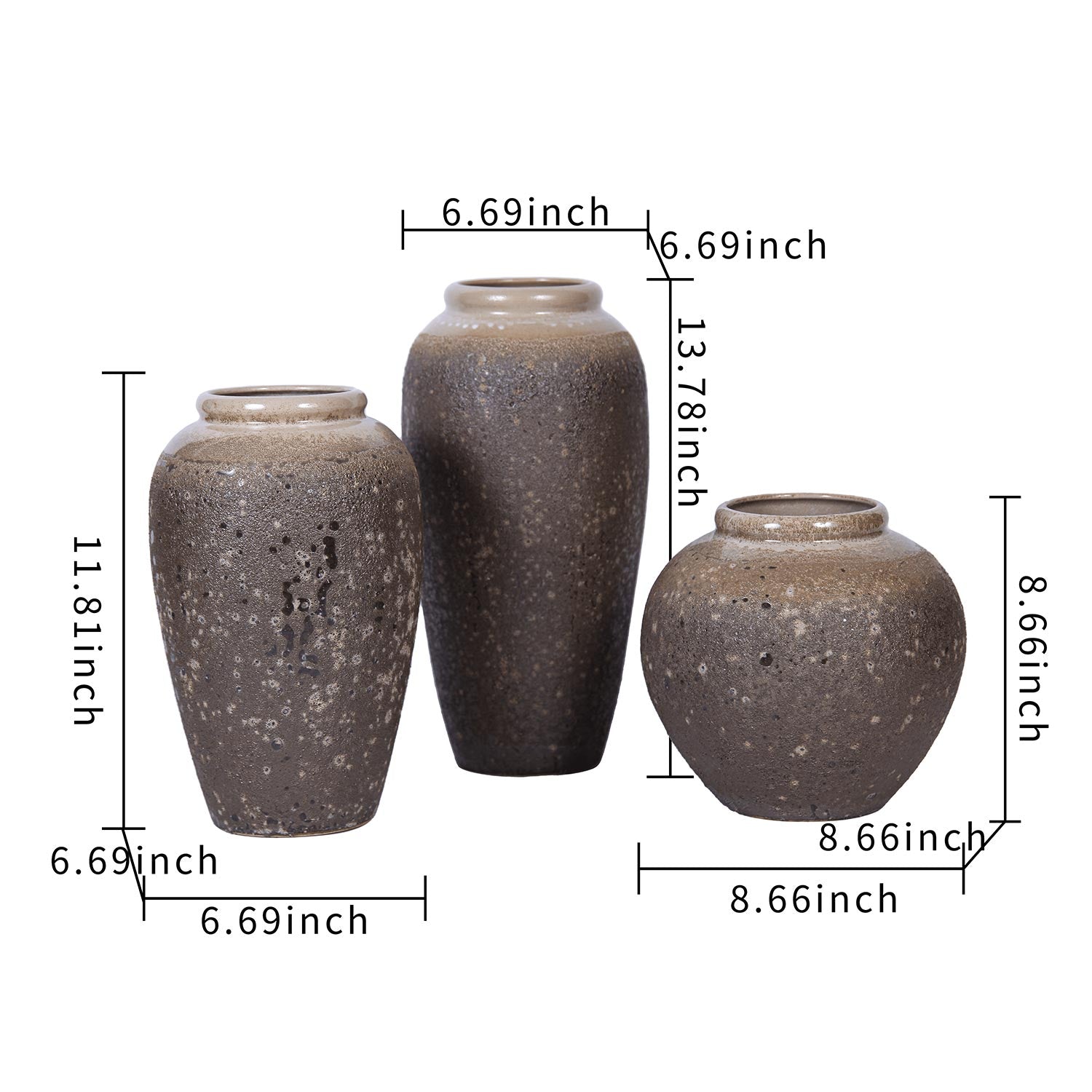 Furnings Vintage Sand Ceramic Vase - Artisanal Piece for Your Home - Round