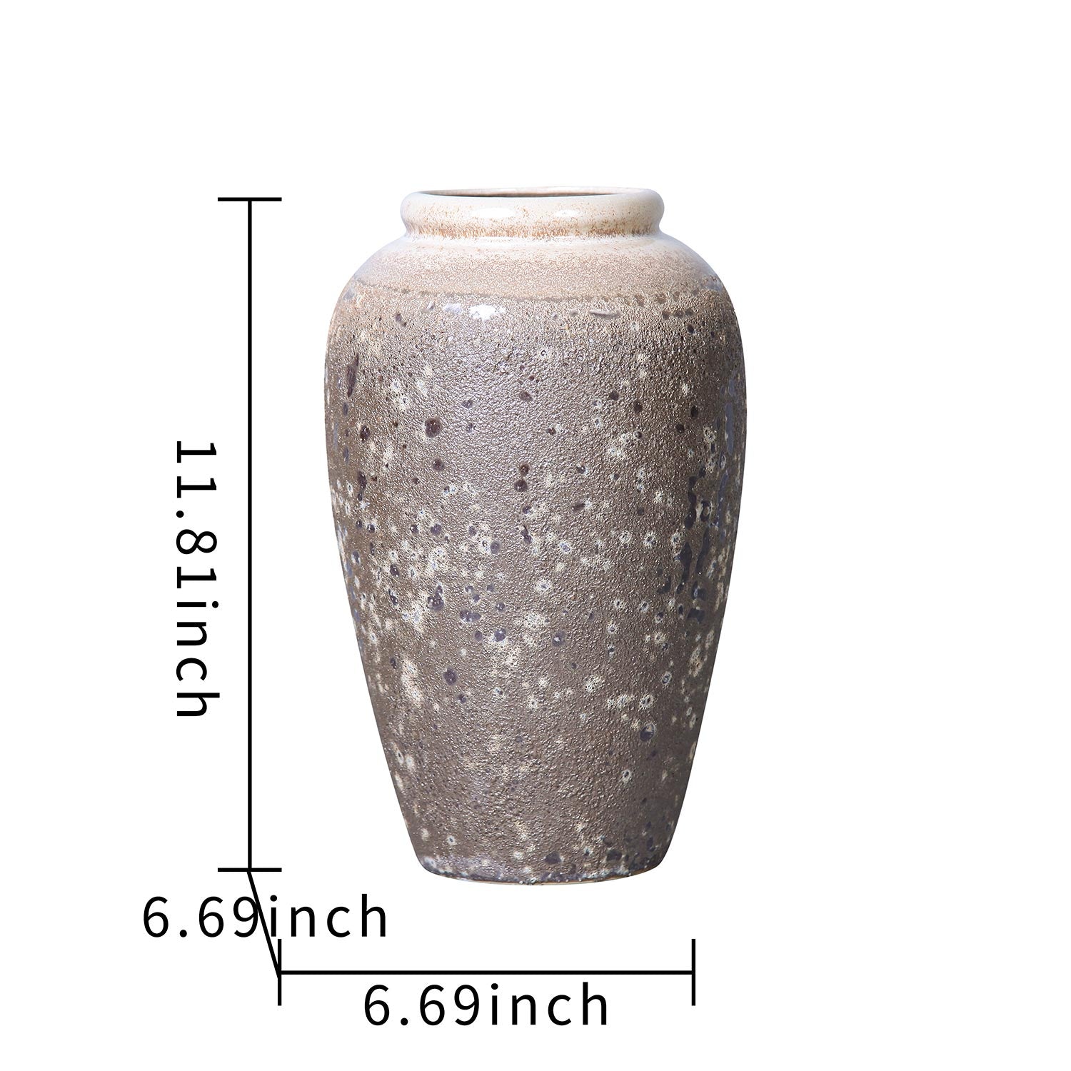 Furnings Vintage Sand Ceramic Vase - Artisanal Piece for Your Home - Round