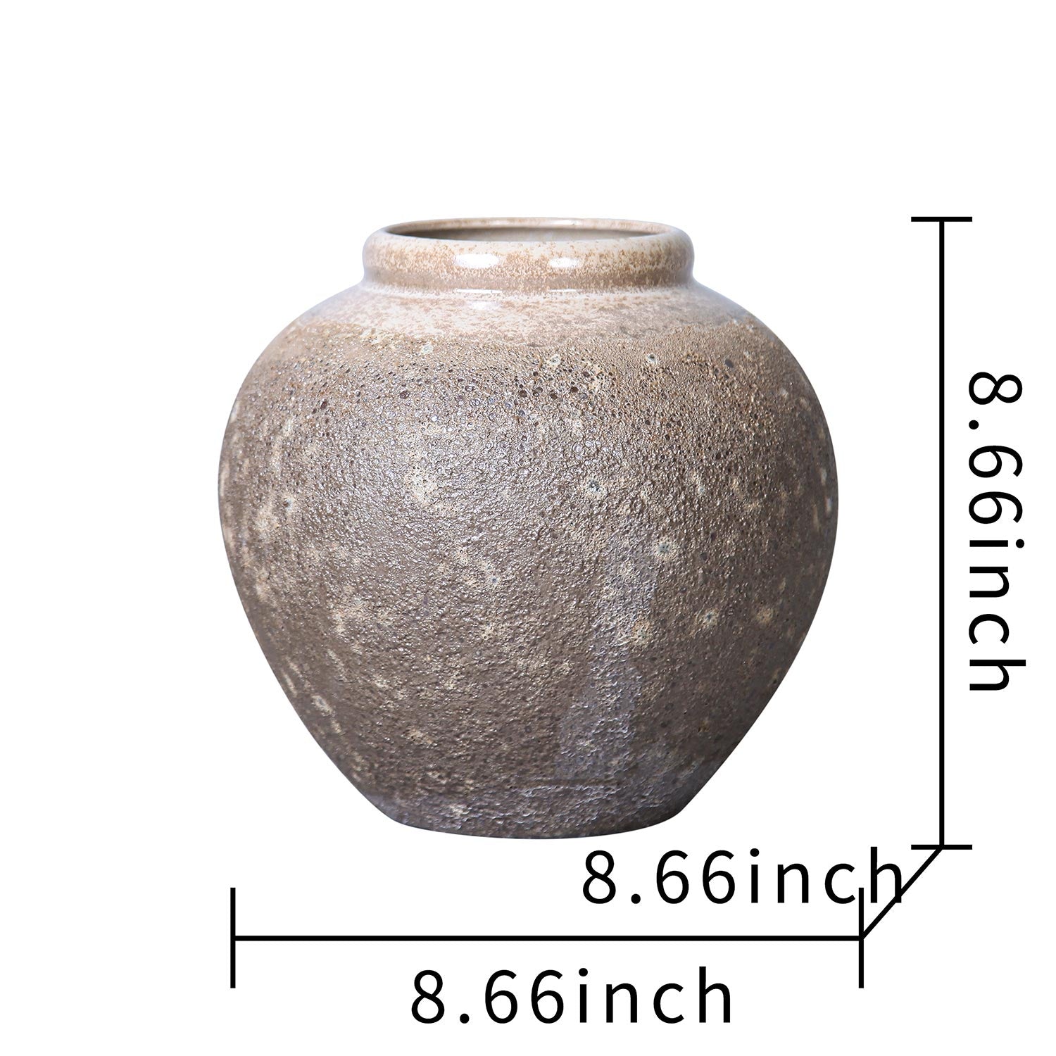 Furnings Vintage Sand Ceramic Vase - Artisanal Piece for Your Home - Round