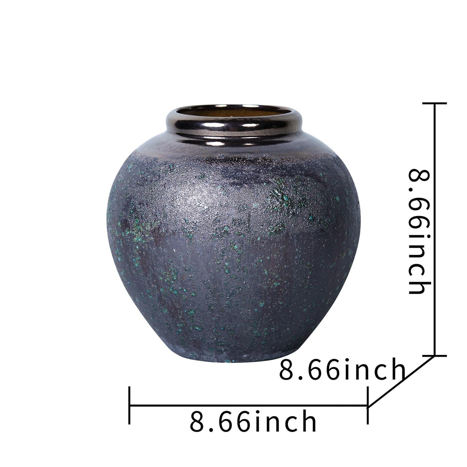 Furnings Vintage Smoke Ceramic Vase - Artisanal Piece for Your Home - Round