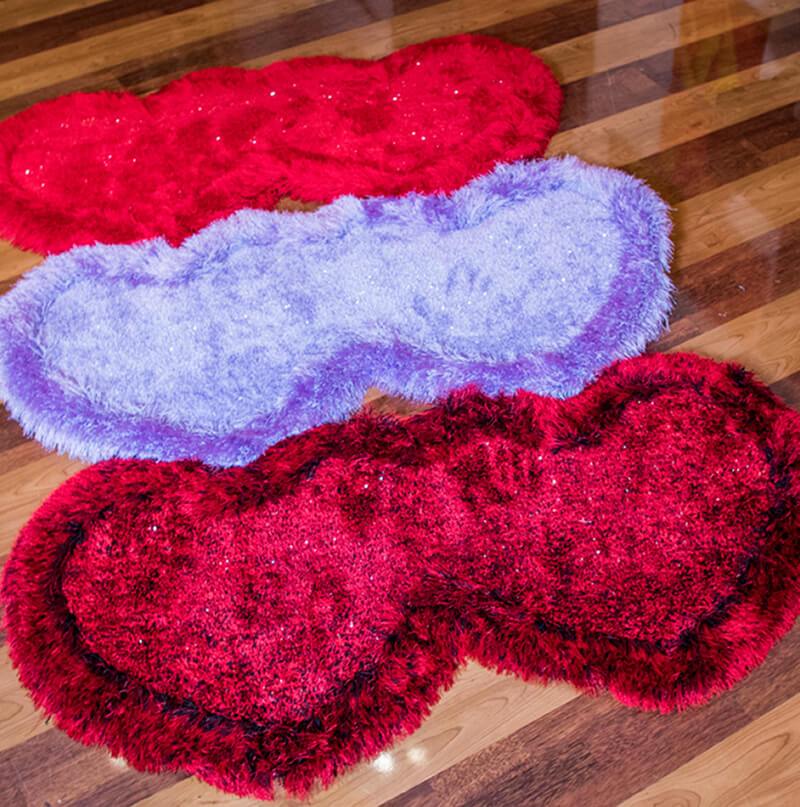 Furnings - Red Double Heart Decorative Area Rug