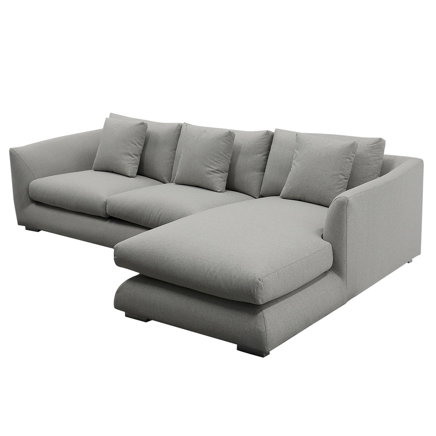 Furnings L-Shape Gray Chaise Sectional Sofa Set