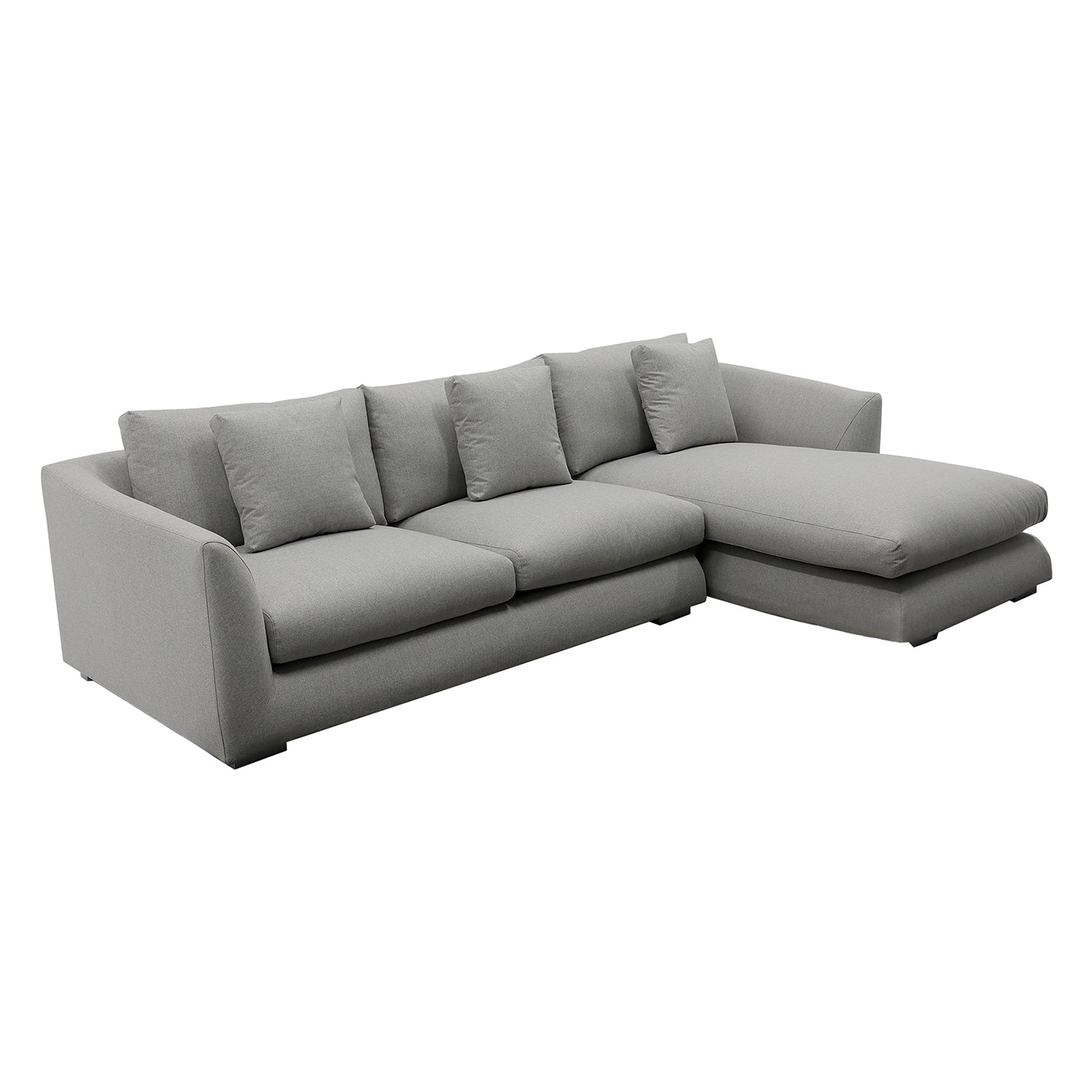 Furnings L-Shape Gray Chaise Sectional Sofa Set