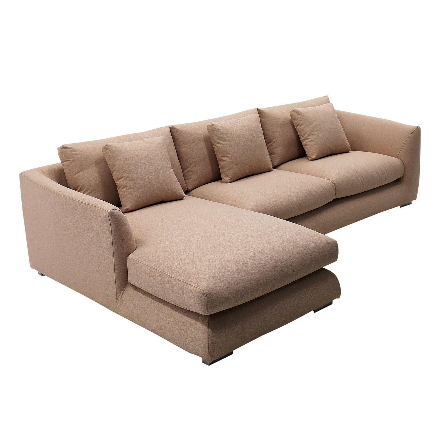 Furnings L-Shape Pink Chaise Sectional Sofa Set