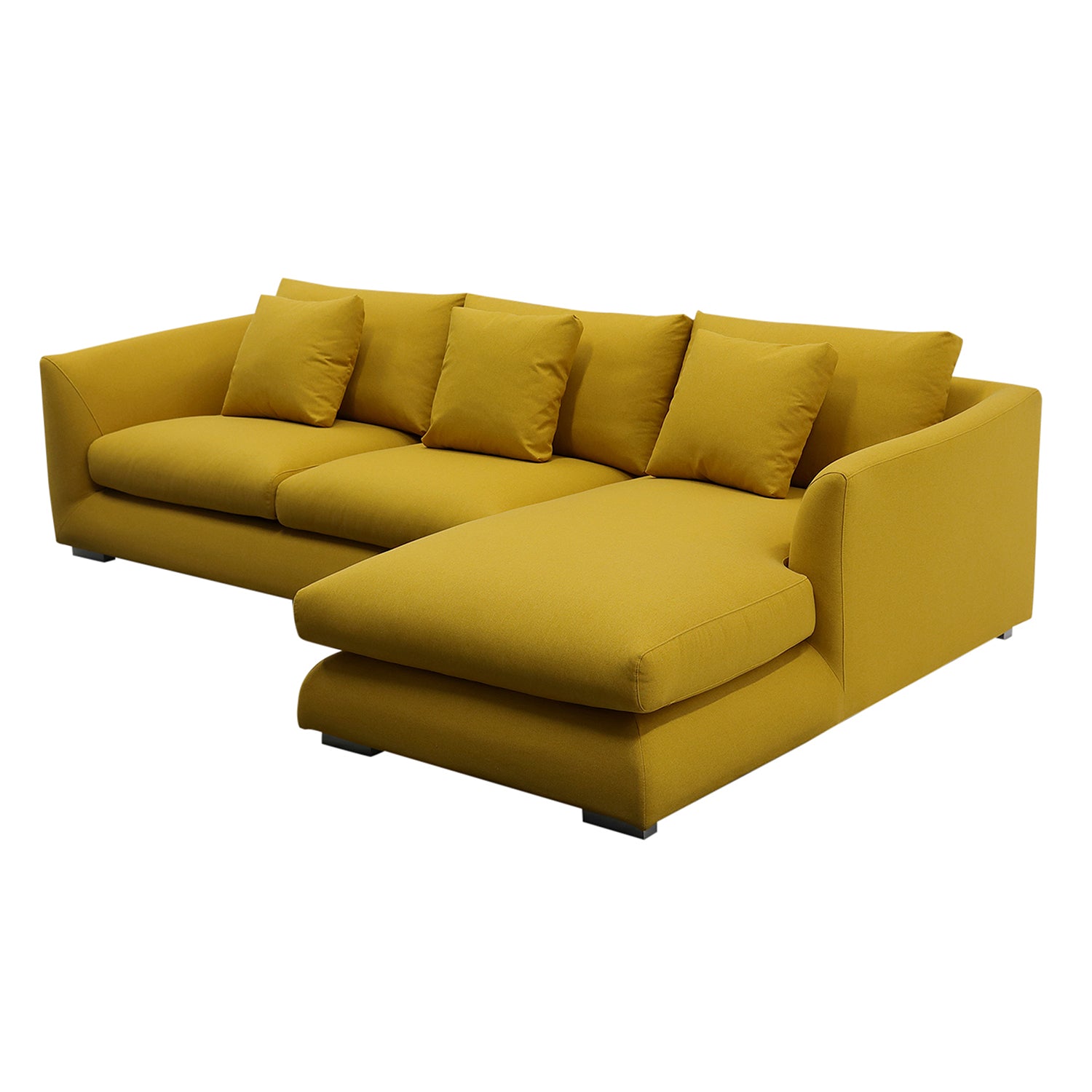 Furnings L-Shape Yellow Chaise Sectional Sofa Set