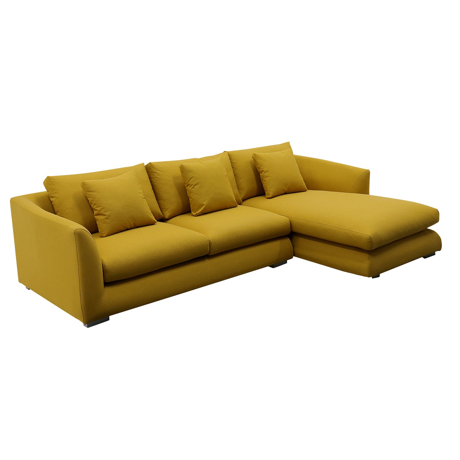 Furnings L-Shape Yellow Chaise Sectional Sofa Set