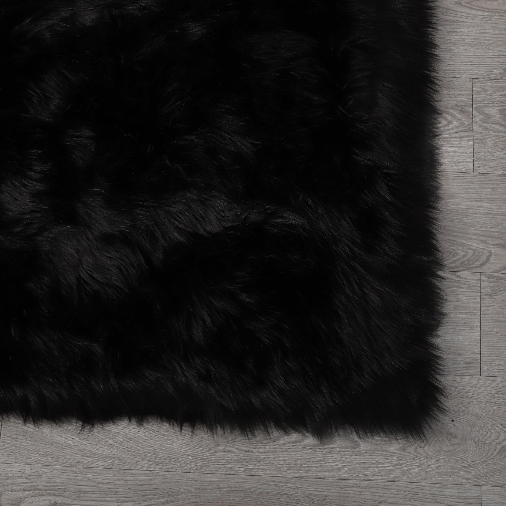 Furnings™ Cozy Ultra Soft Fluffy Faux Fur Black Area Rug - 5'L x 3'W