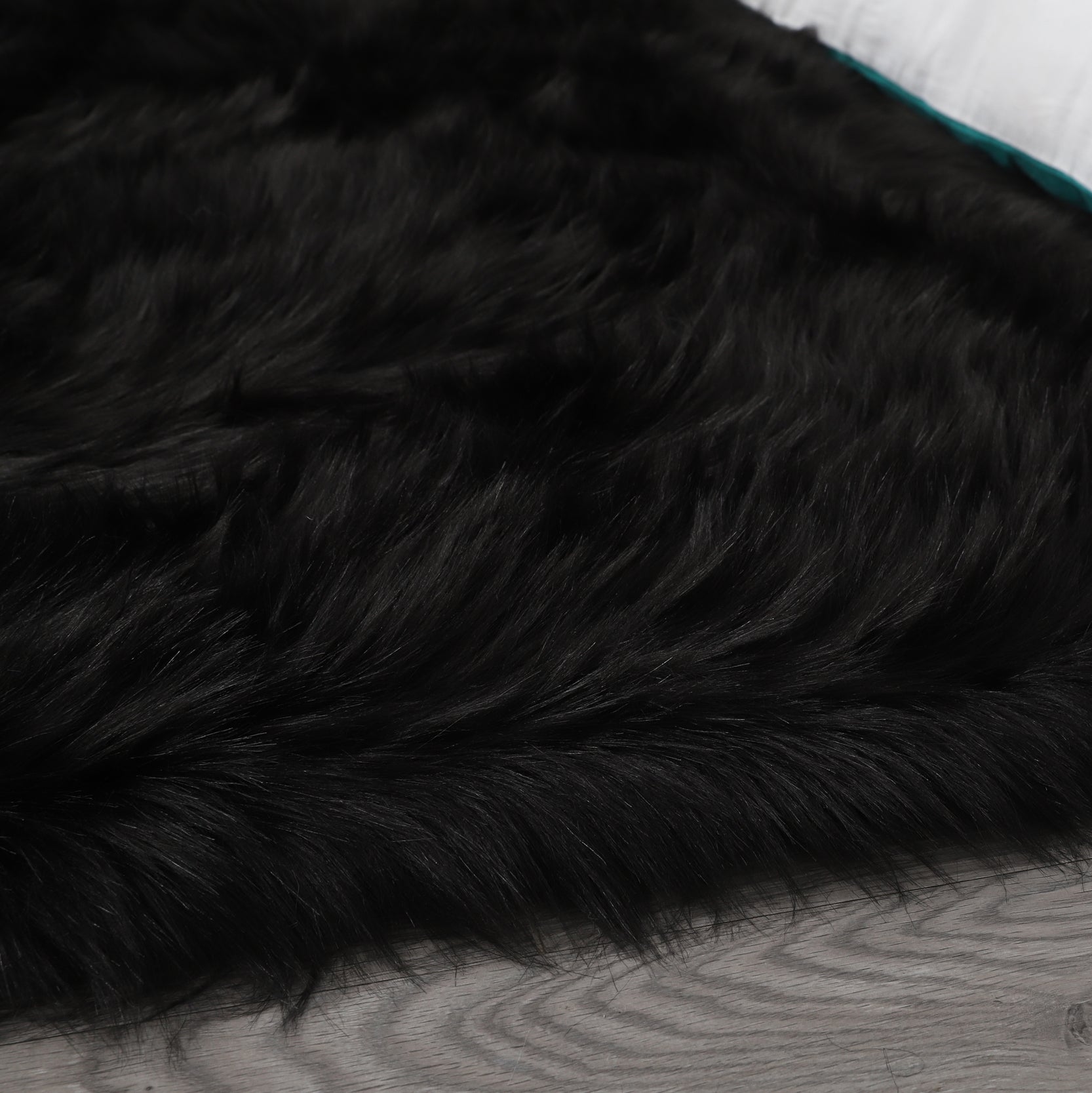 Furnings™ Cozy Ultra Soft Fluffy Faux Fur Black Area Rug - 5'L x 3'W