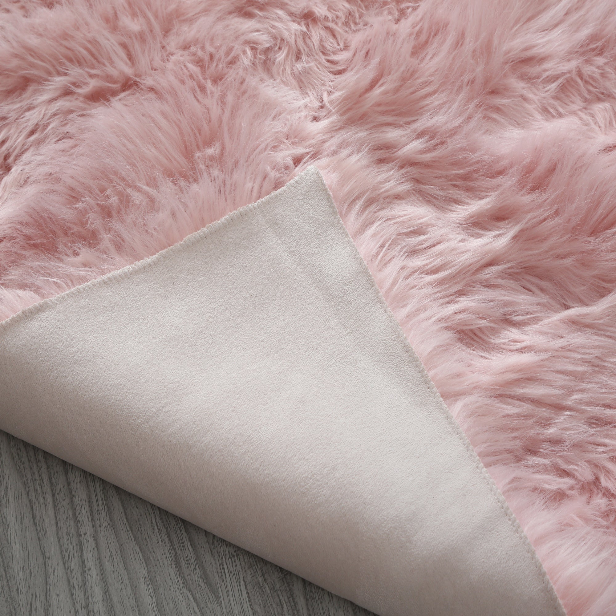 Furnings Cozy Ultra Soft Fluffy Faux Fur Pink Area Rug - 5'L x 3'W