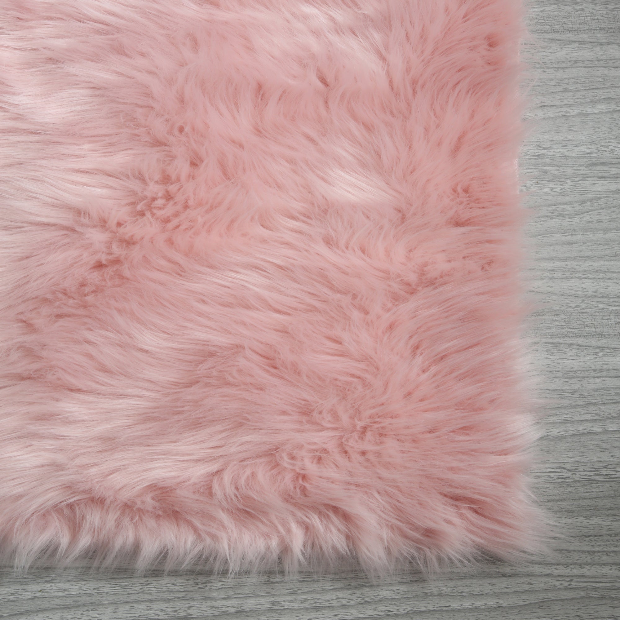 Furnings Cozy Ultra Soft Fluffy Faux Fur Pink Area Rug - 5'L x 3'W