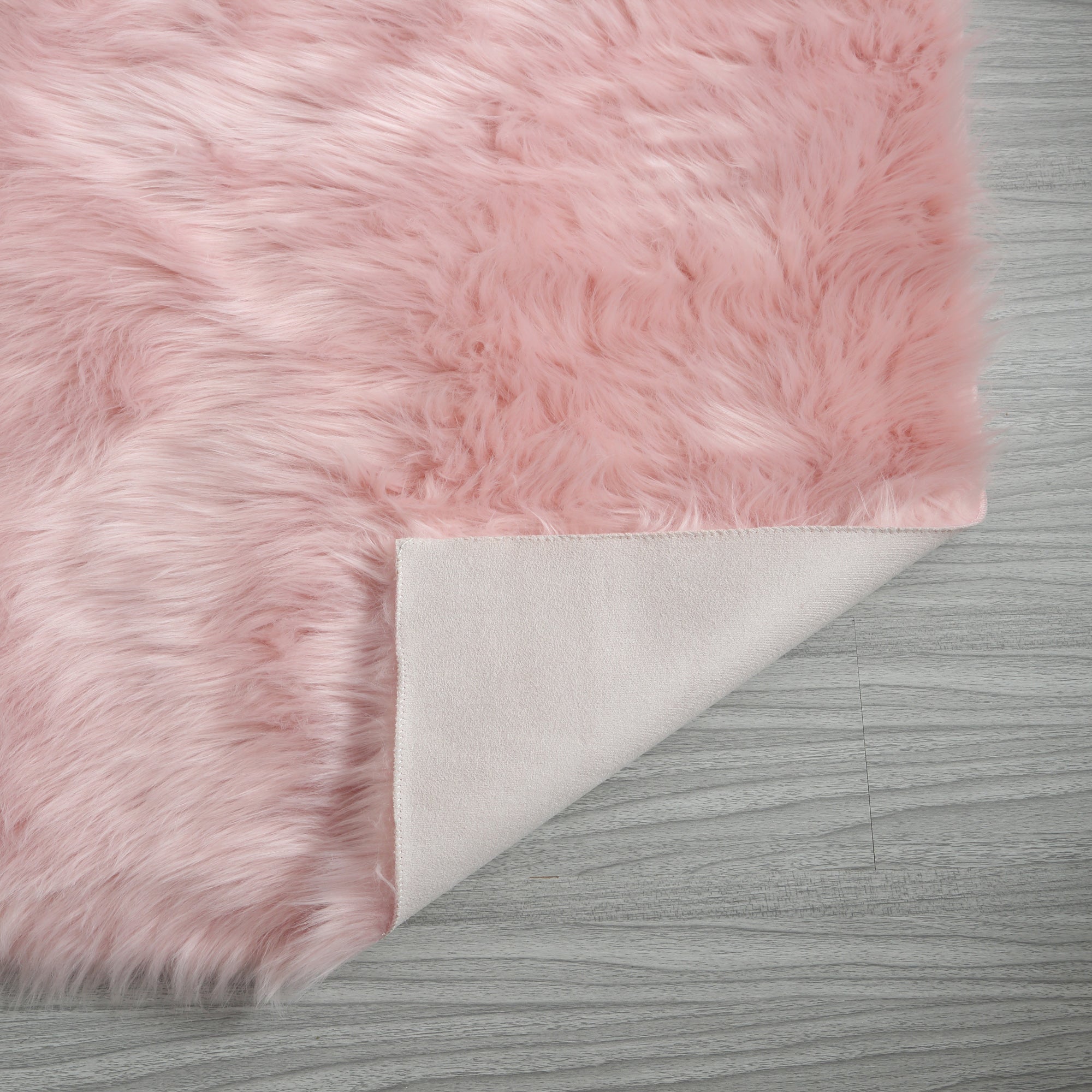 Furnings Cozy Ultra Soft Fluffy Faux Fur Pink Area Rug - 5'L x 3'W