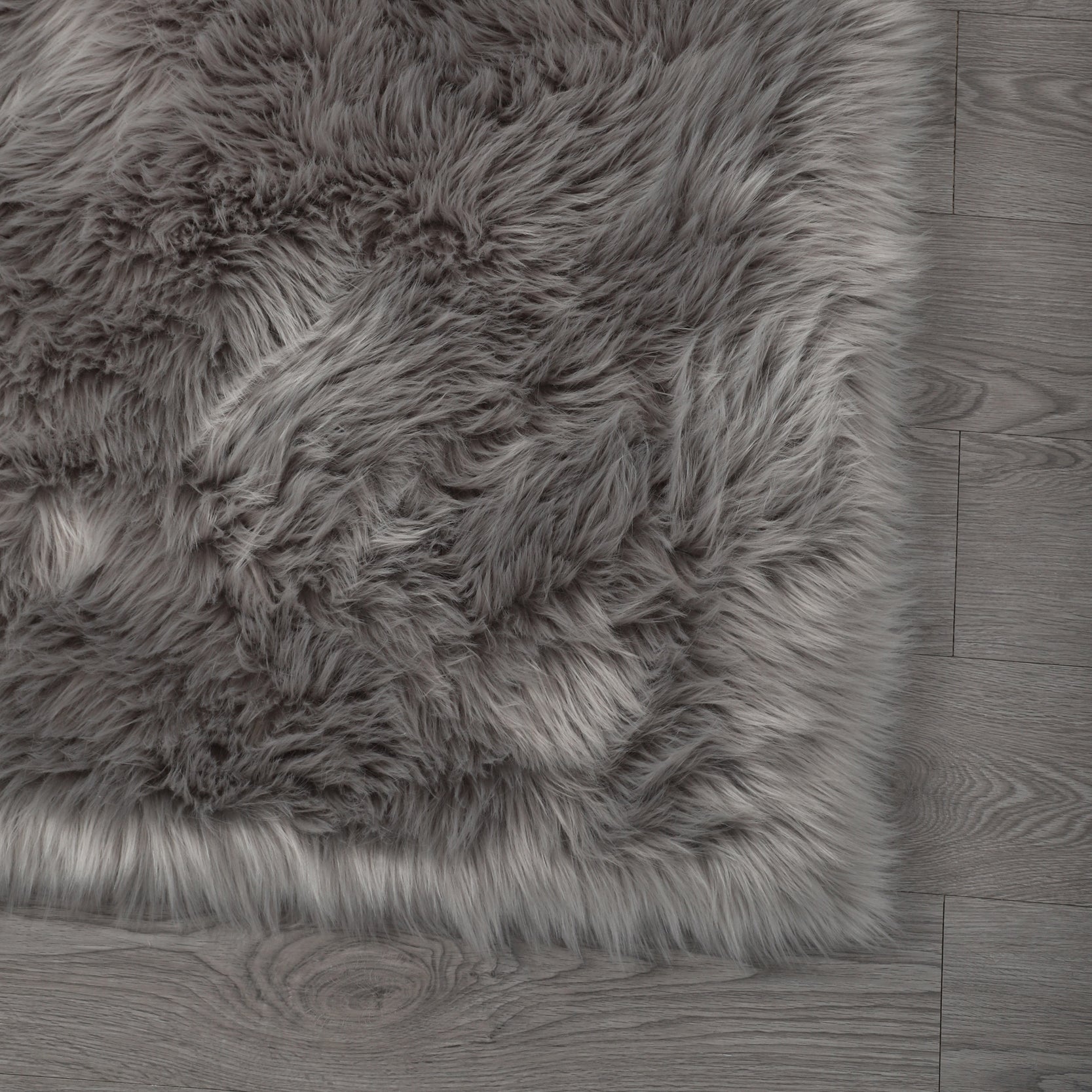 Furnings Cozy Ultra Soft Fluffy Faux Fur Light Gray Area Rug - 5'L x 3'W