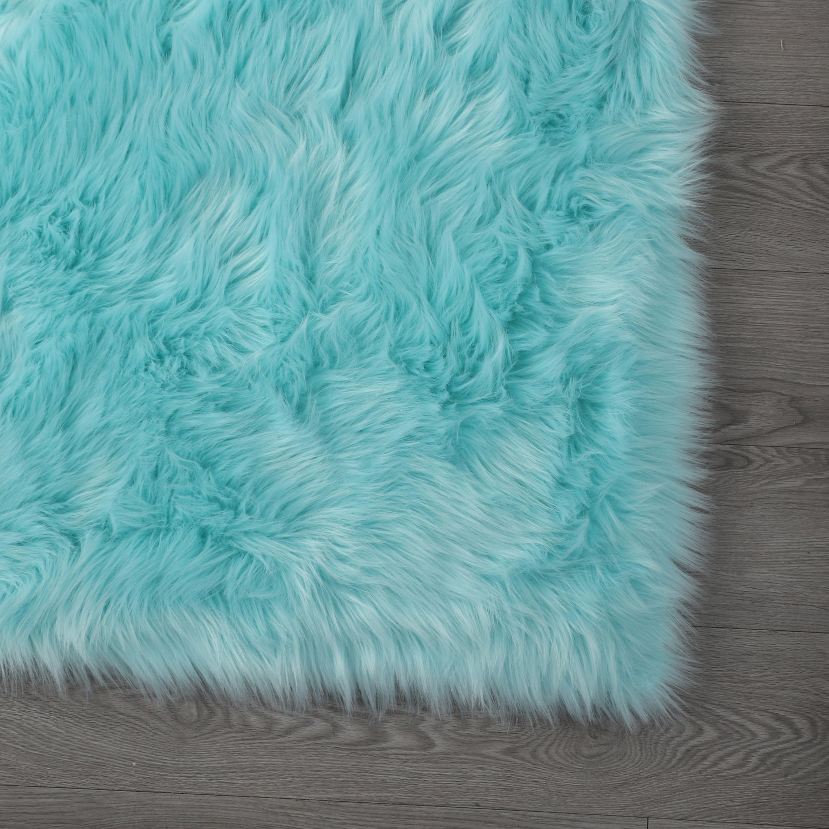 Furnings™ Cozy Ultra Soft Fluffy Faux Fur Turquoise Area Rug - 5'L x 3'W