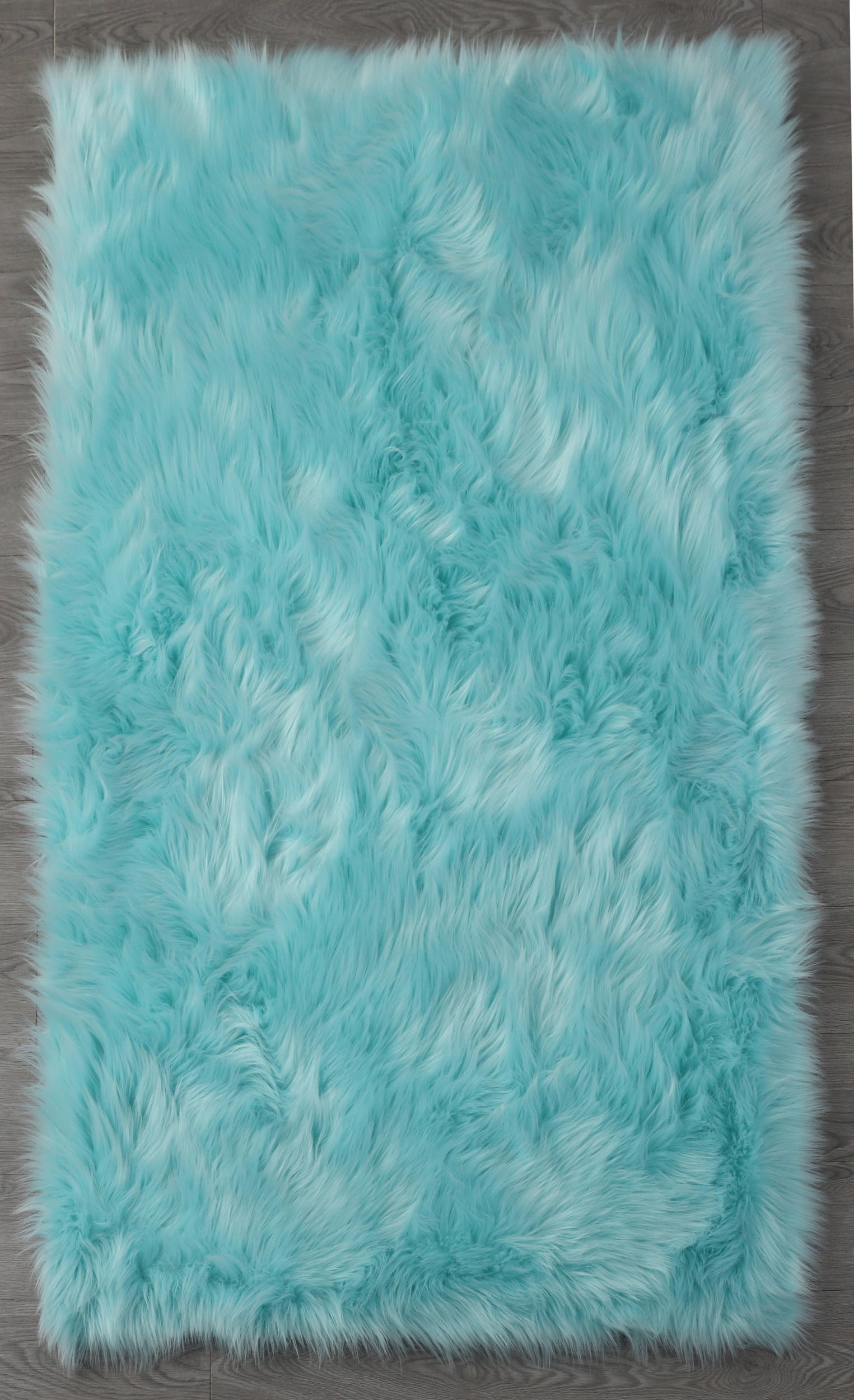 Furnings™ Cozy Ultra Soft Fluffy Faux Fur Turquoise Area Rug - 5'L x 3'W