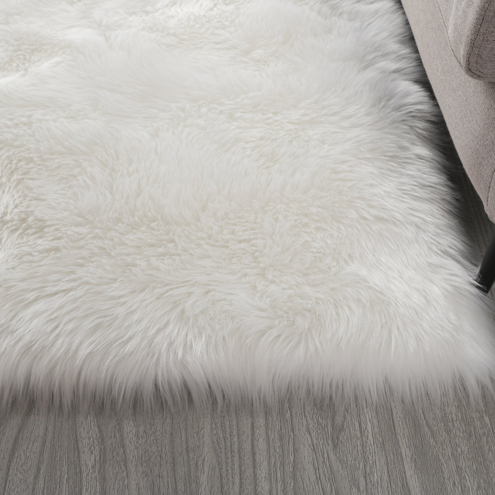 Furnings™ Cozy Ultra Soft Fluffy Faux Fur White Area Rug - 5'L x 3'W