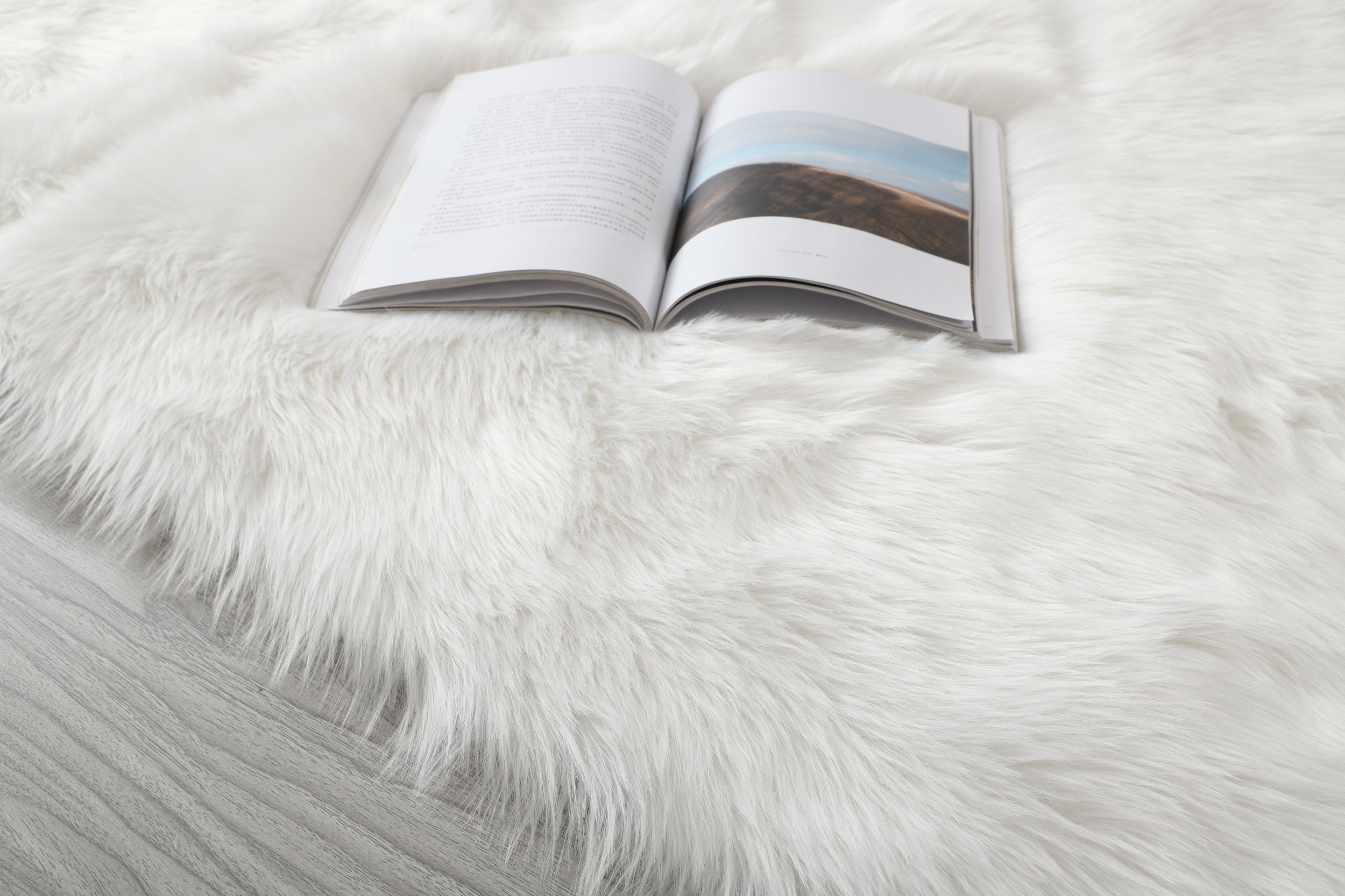 Furnings™ Cozy Ultra Soft Fluffy Faux Fur White Area Rug - 5'L x 3'W