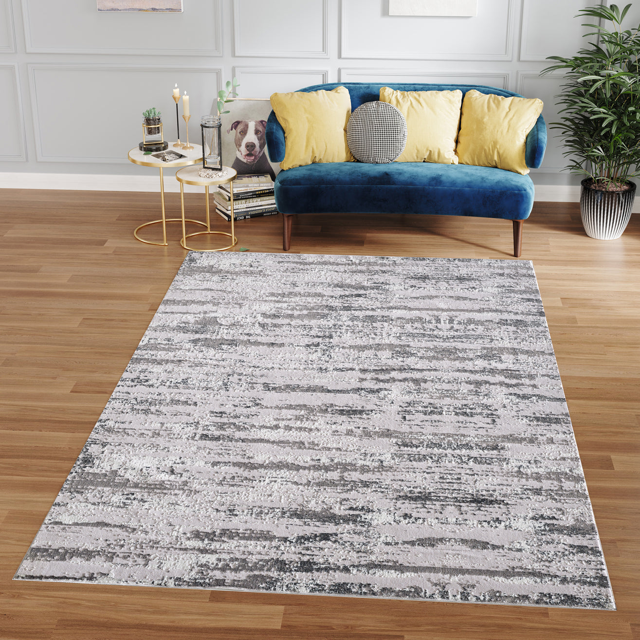 Furnings Milano Washable Manhattan Silver Woven Area Rug - 3'L x 2'W