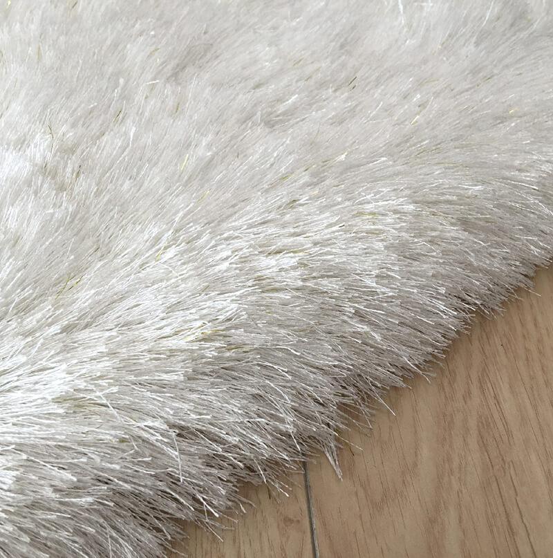 Furnings Fancy Collection Solid White Shag Area Rug - 7'L x 5'W x 1"H