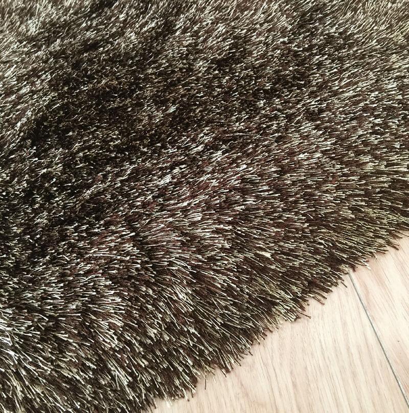 Furnings Fancy Collection Solid Brown Shag Area Rug - 7'L x 5'W x 1"H