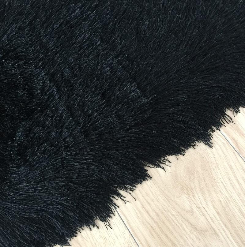 Furnings Fancy Collection Solid Black Shag Area Rug - 7'L x 5'W x 1"H