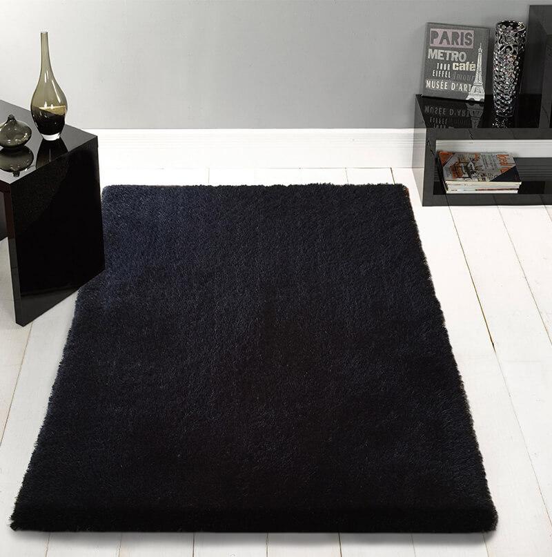 Furnings Chubby Black Area Rug - 7'L x 5'W x 1"H