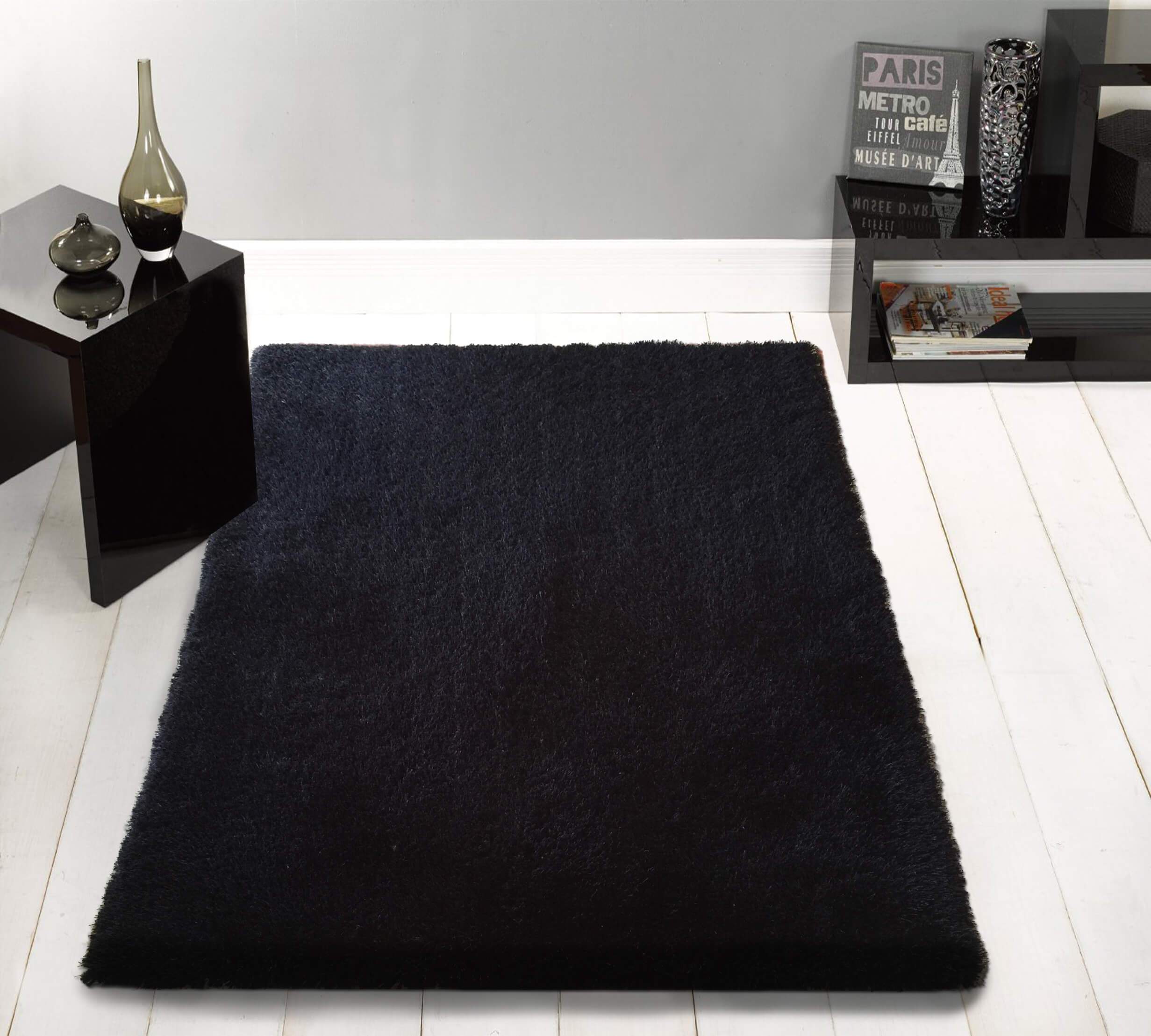 Furnings Chubby Black Area Rug - 7'L x 5'W x 1"H