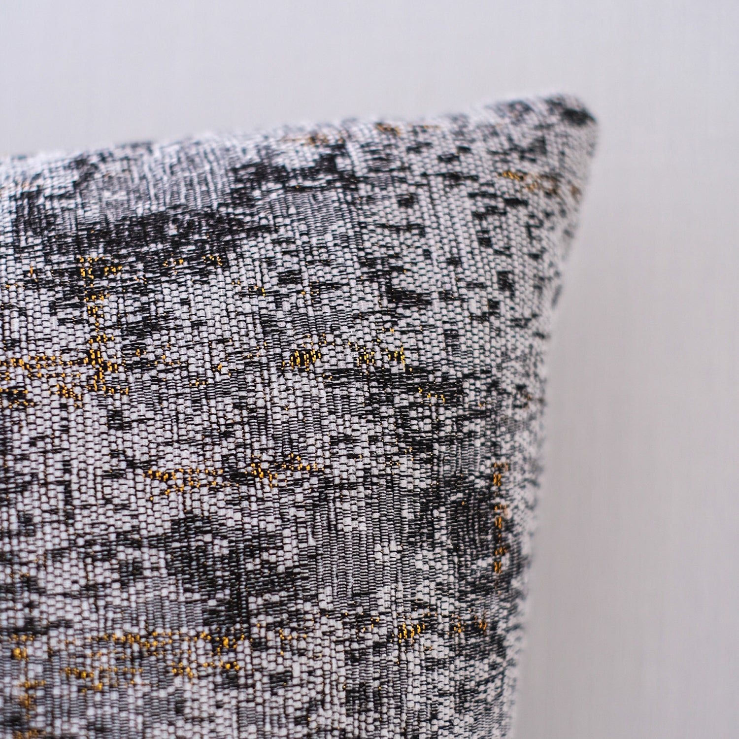 Furnings - Decorative Chenille Throw Pillow in Light Gray and Gold