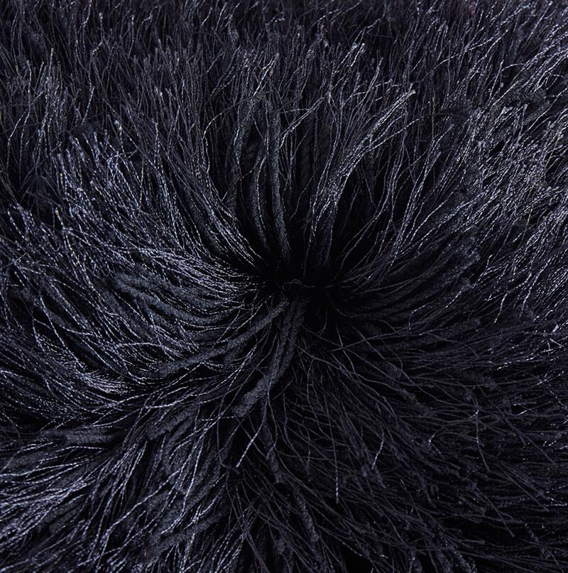 Furnings - Decorative Shaggy Black Square Pillow.