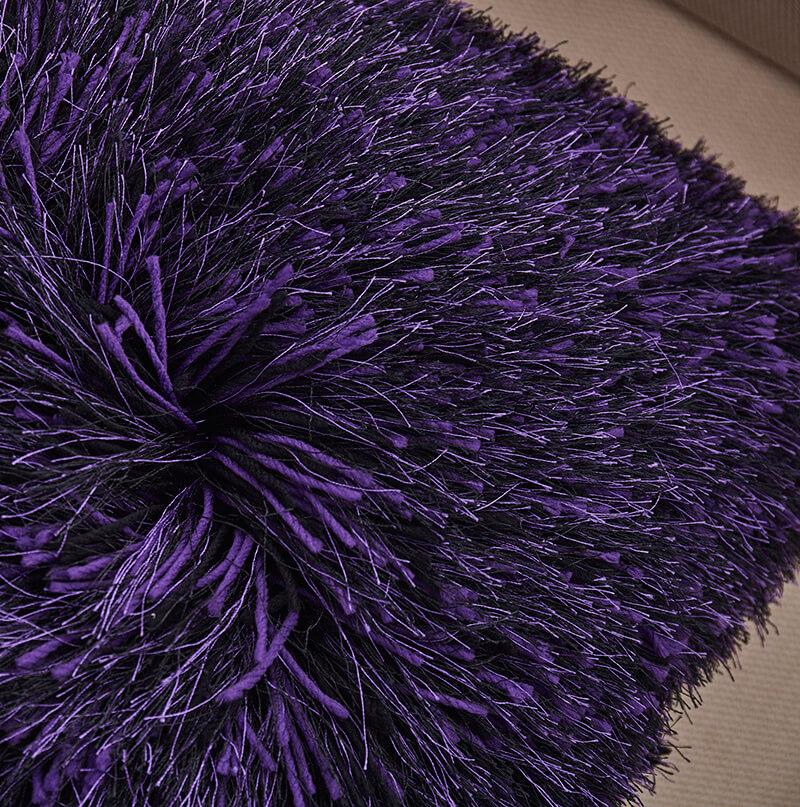 Furnings - Decorative Shaggy Purple and Black Square Pillow