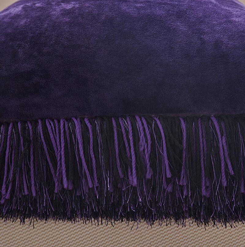 Furnings - Decorative Shaggy Purple and Black Square Pillow