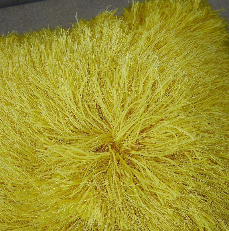 Furnings - Decorative Shaggy Yellow Square Pillow