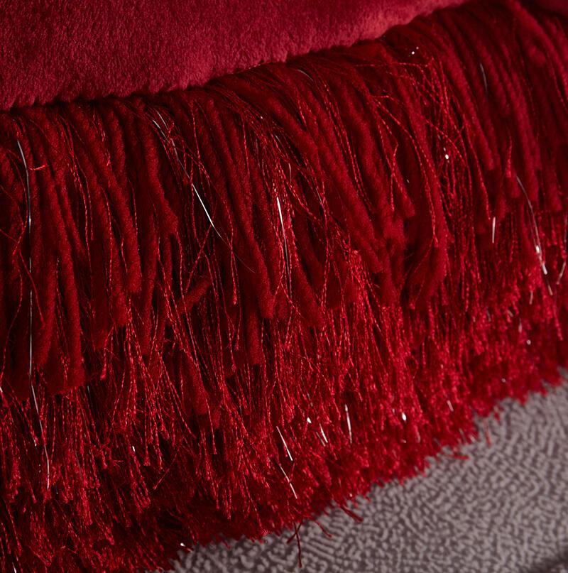 Furnings - Decorative Shaggy Pillow with Lurex in Red