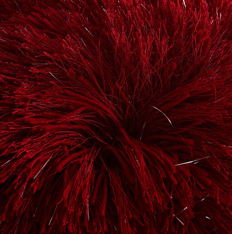 Furnings - Decorative Shaggy Pillow with Lurex in Red