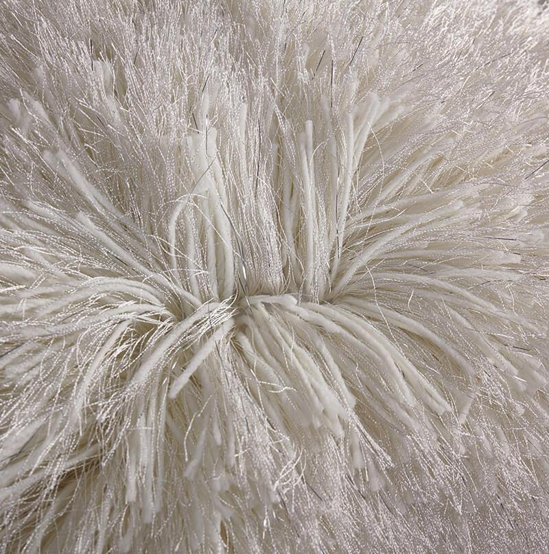 Furnings - Decorative Shaggy Pillow with Lurex in White